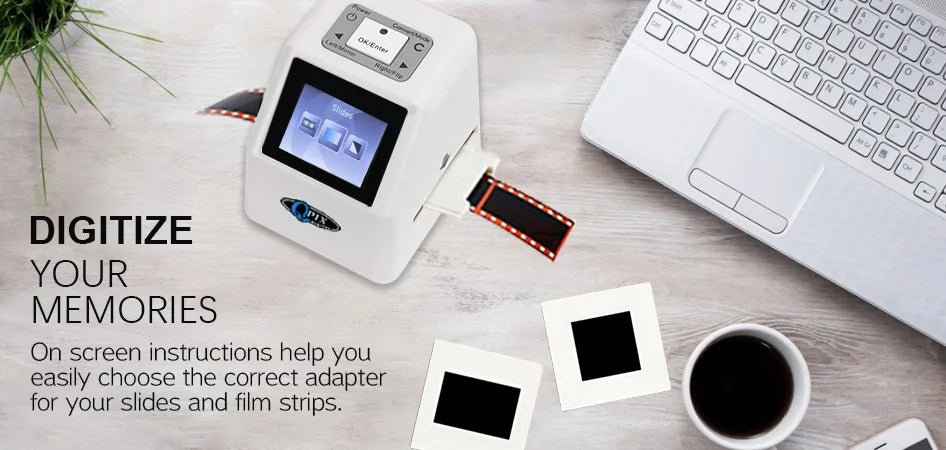 QPIX 22 MP 35mm Portable Film Scanners 135 110 126KPK Super 8 Negative Slide Holder Photo Scanner Film Digital Converter
