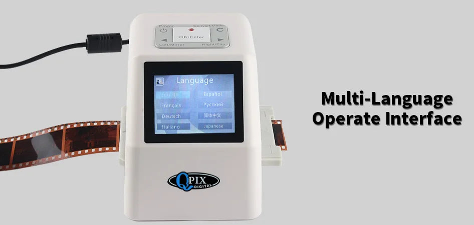 QPIX 22 MP 35mm Portable Film Scanners 135 110 126KPK Super 8 Negative Slide Holder Photo Scanner Film Digital Converter