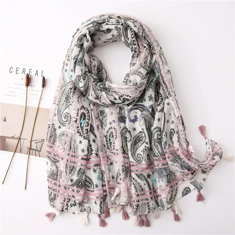 2022 New Fashion Summer Women Scarf Bohemia Flower Beach Hijab Shawls and Wraps Female Foulard Echarpe Designer Pashmina Bandana
