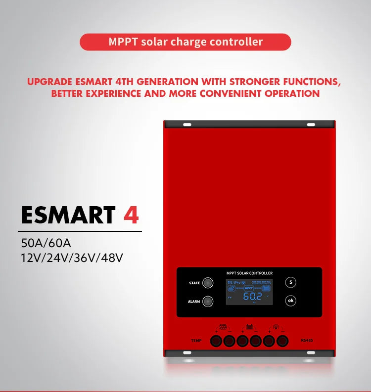 Intelligent MPPT Solar Charge Controller eSmart 60A Panel Charger Regulateur Lithium Battery 12V 24V 36V 48V With Wifi App