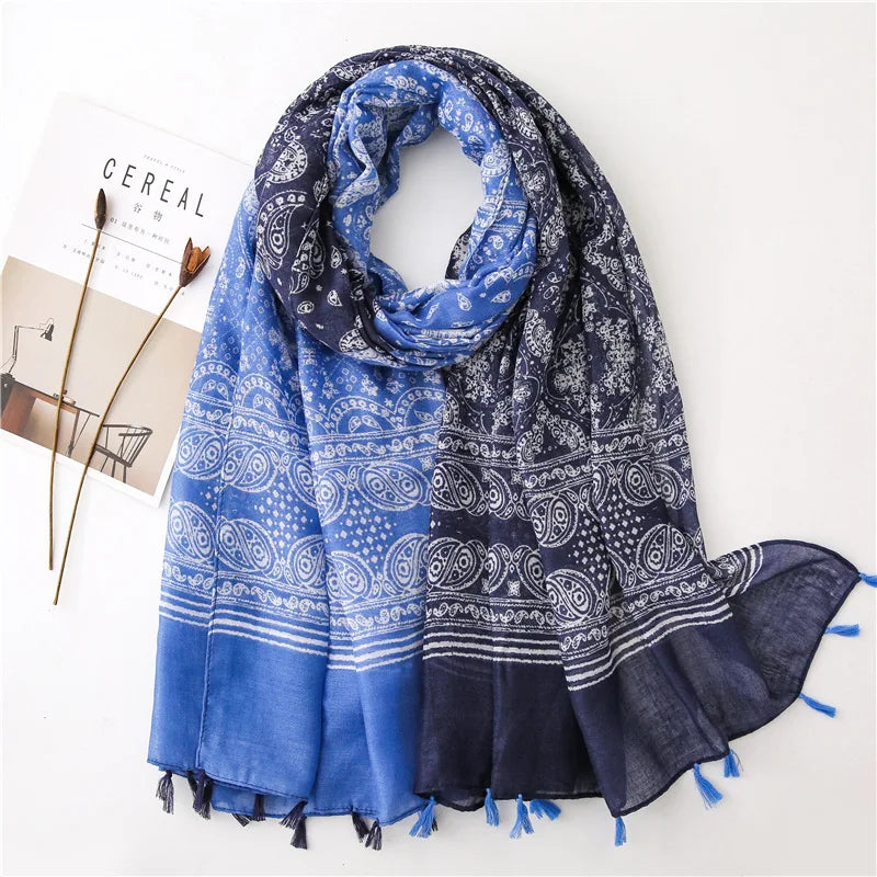 2022 New Fashion Summer Women Scarf Bohemia Flower Beach Hijab Shawls and Wraps Female Foulard Echarpe Designer Pashmina Bandana