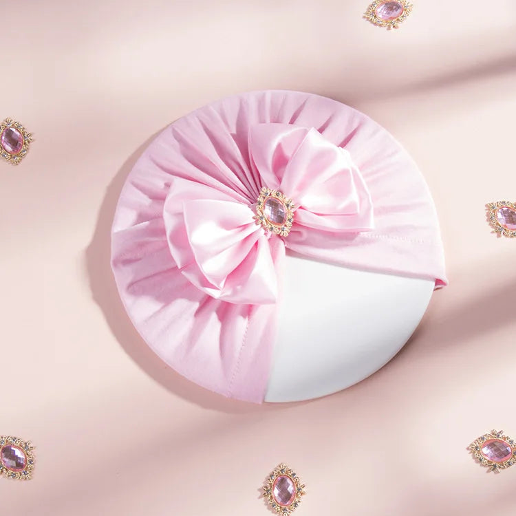 1 Pieces Children Print Baby Hat Kids Cap Newborn Girls Bowknot Diamond Photography Props Spring Autumn Beanie Infant Props