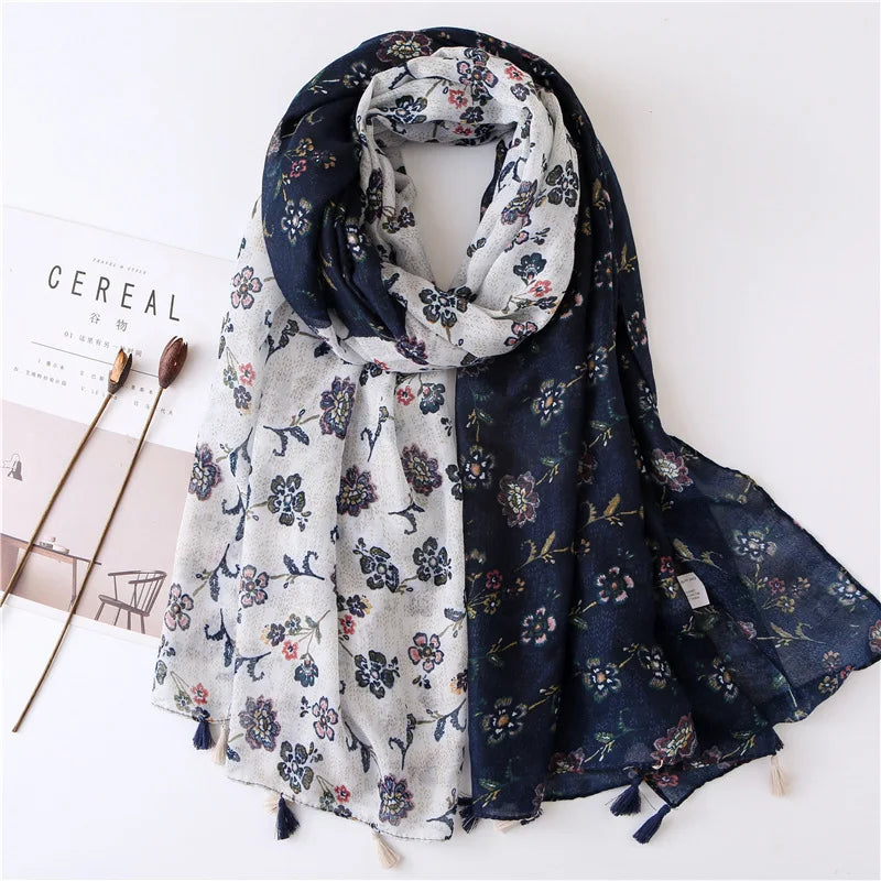 2022 New Fashion Summer Women Scarf Bohemia Flower Beach Hijab Shawls and Wraps Female Foulard Echarpe Designer Pashmina Bandana