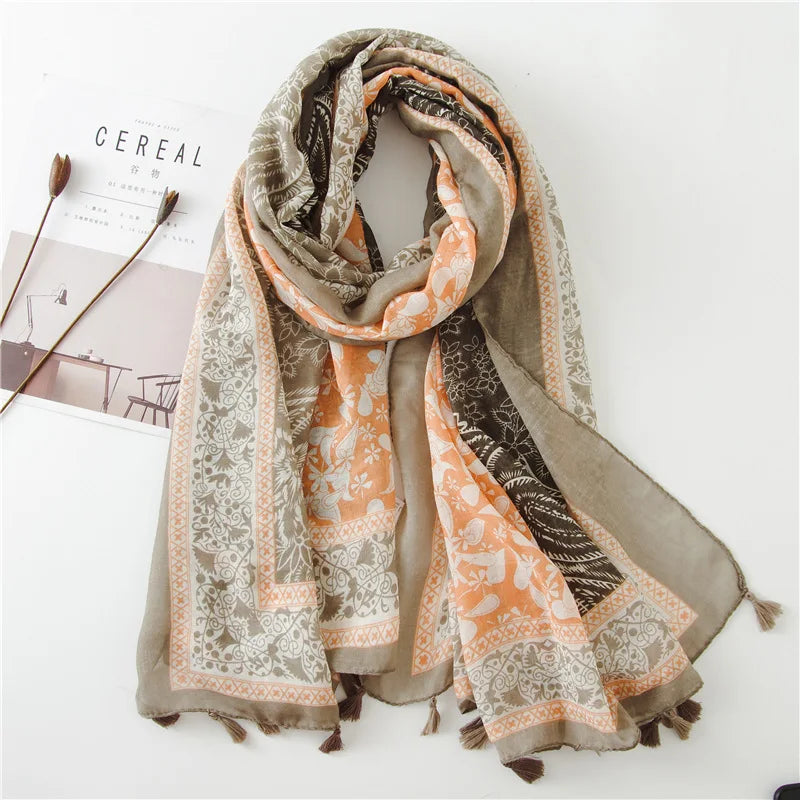 2022 New Fashion Summer Women Scarf Bohemia Flower Beach Hijab Shawls and Wraps Female Foulard Echarpe Designer Pashmina Bandana