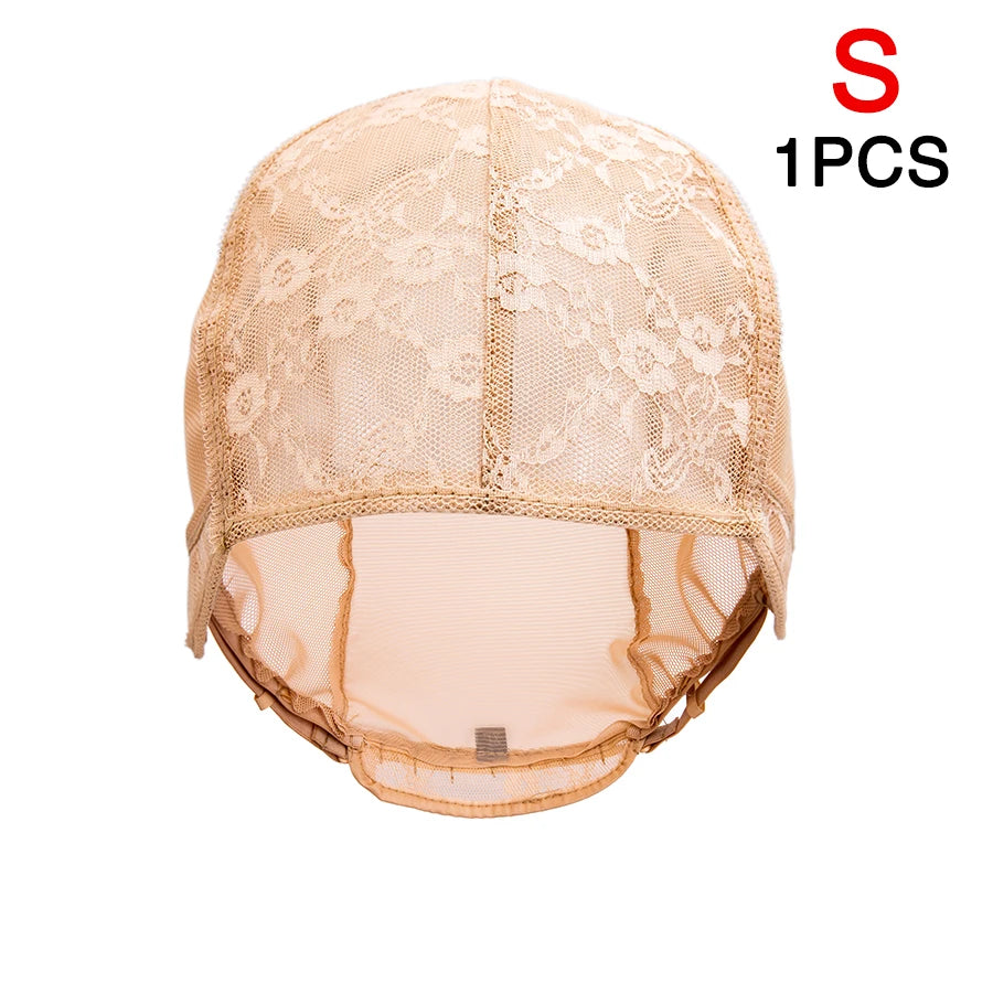 Alileader 1Pcs Lace Wig Cap For Making Wigs With Adjustable Straps Waving Cap Elastic Band For Wigs Stretchable Double Lace Nets