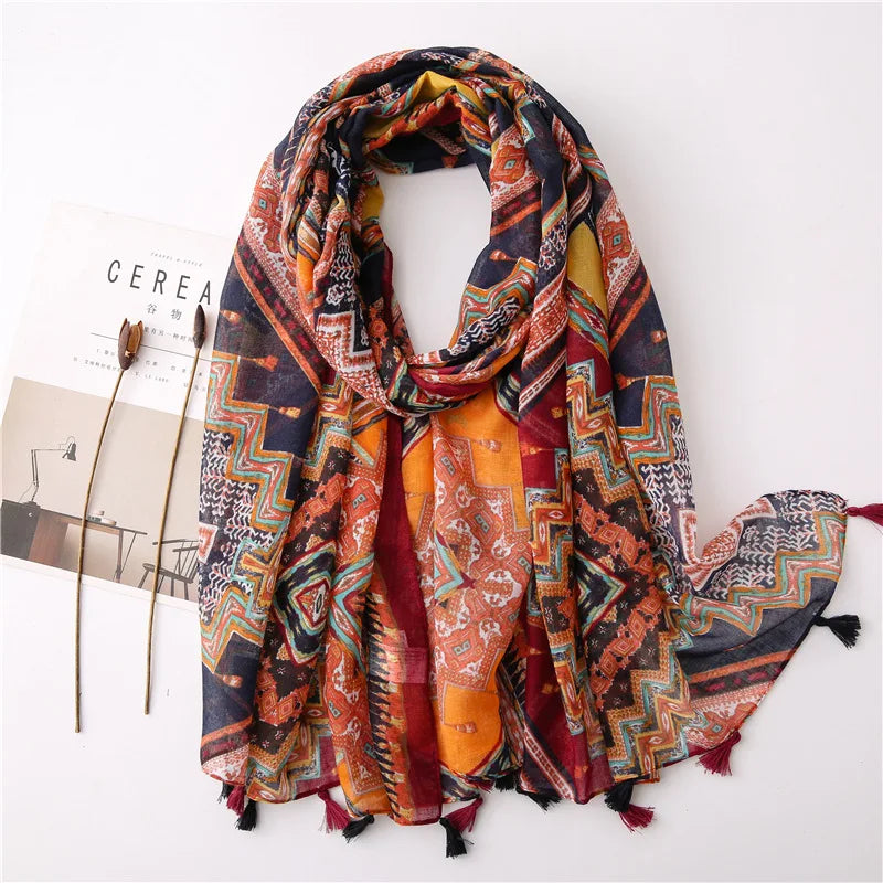 2022 New Fashion Summer Women Scarf Bohemia Flower Beach Hijab Shawls and Wraps Female Foulard Echarpe Designer Pashmina Bandana