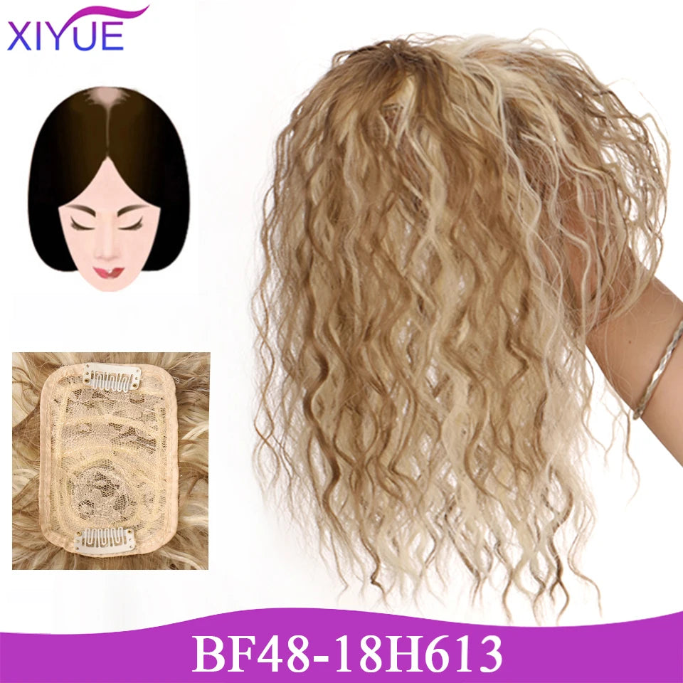 3D Bangs Invisible Seamless Head Hair Water Ripple Hair Air Bangs Head Overhead Natural Invisible Replacement Cover White Hair