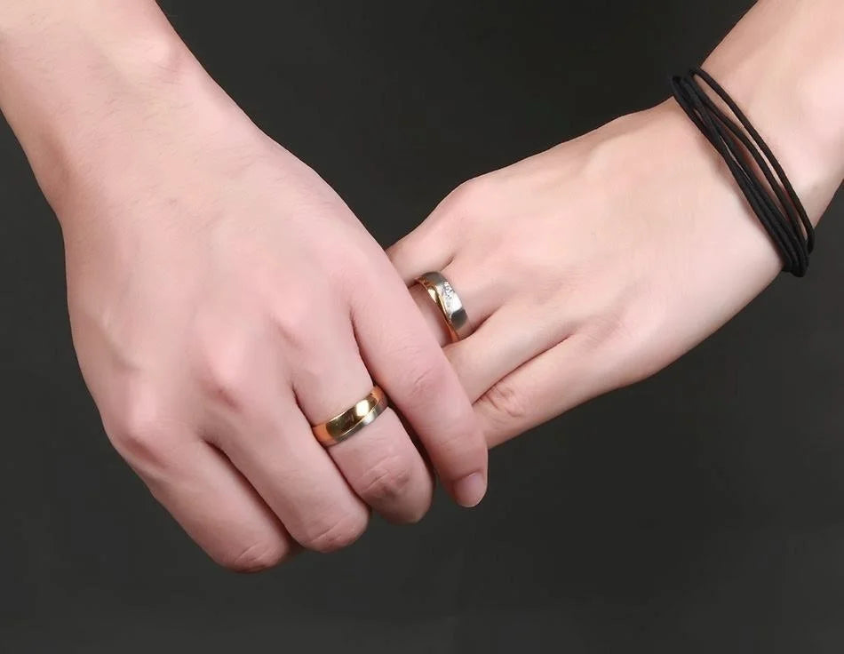 Vnox Gold Color Wedding Bands Ring for Women Men Jewelry Stainless Steel Engagement Ring Couple Anniversary Gift Amazing Price