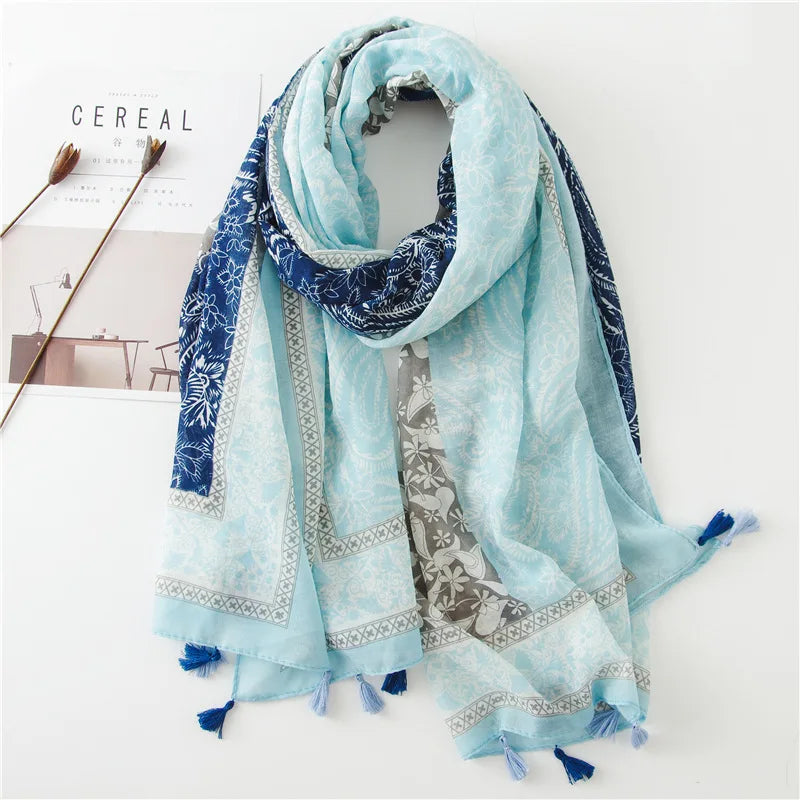 2022 New Fashion Summer Women Scarf Bohemia Flower Beach Hijab Shawls and Wraps Female Foulard Echarpe Designer Pashmina Bandana