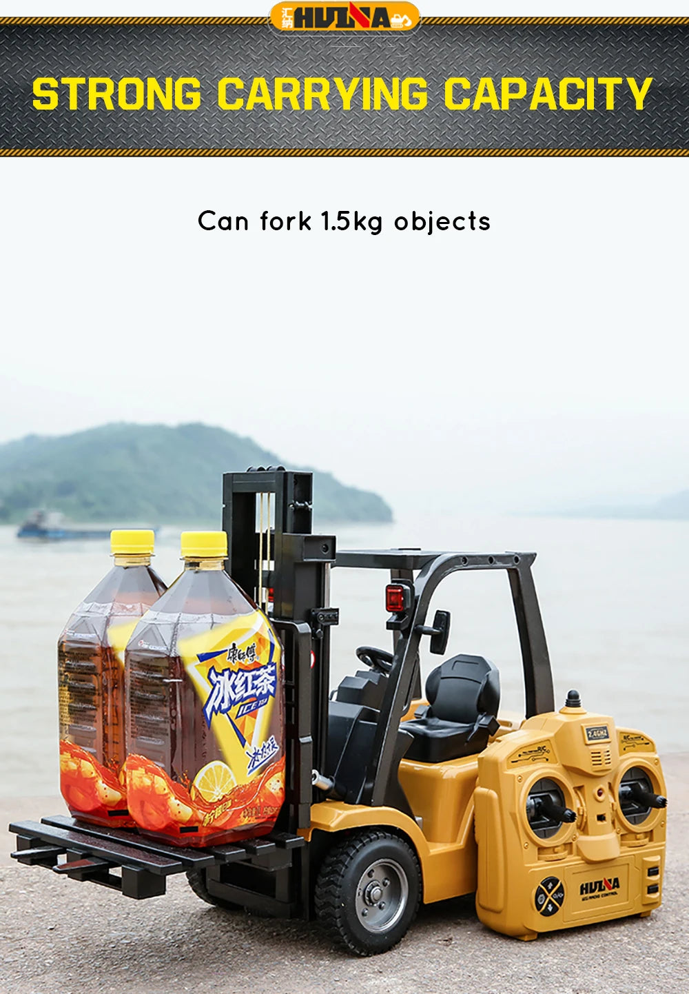 HUINA 1/10 Rc Truck Forklift Tractor Remote Control Car crawler 8 Ch Rc Machine Engineering Cars On Radio Station Boy Toys