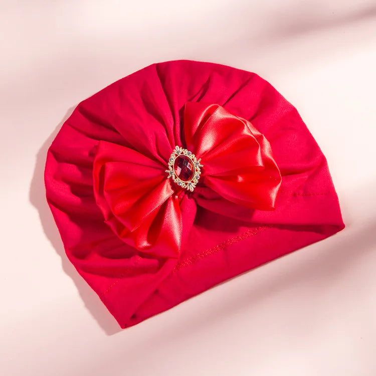 1 Pieces Children Print Baby Hat Kids Cap Newborn Girls Bowknot Diamond Photography Props Spring Autumn Beanie Infant Props