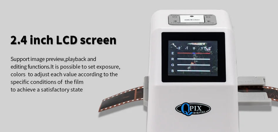 QPIX 22 MP 35mm Portable Film Scanners 135 110 126KPK Super 8 Negative Slide Holder Photo Scanner Film Digital Converter