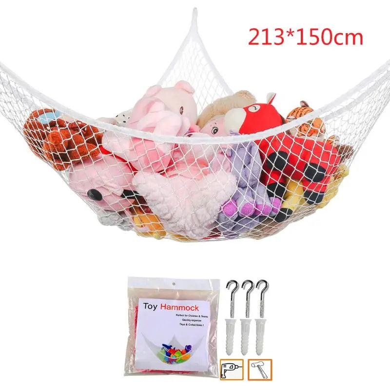 Mesh Net Toy Hammock Corner Stuffed Animals Kids Baby Hanging Storage Organizer