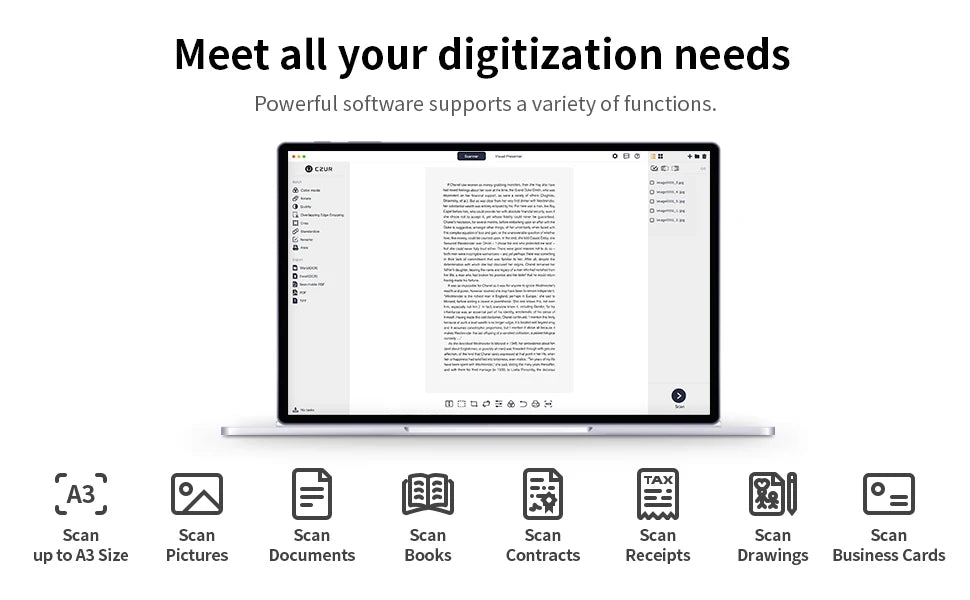 CZUR Shine Ultra Pro Book Scanner, 24MP Document Scanner, Portable USB Document Camera, Scan Max A3 Format w/ Adjustable Height