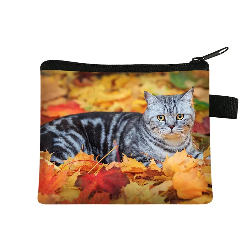 Coin Purse New Animal Cat Children's Wallet Student Portable Card Bag Coin Key Storage Bag Polyester Hand Bag Mini Bag Sac