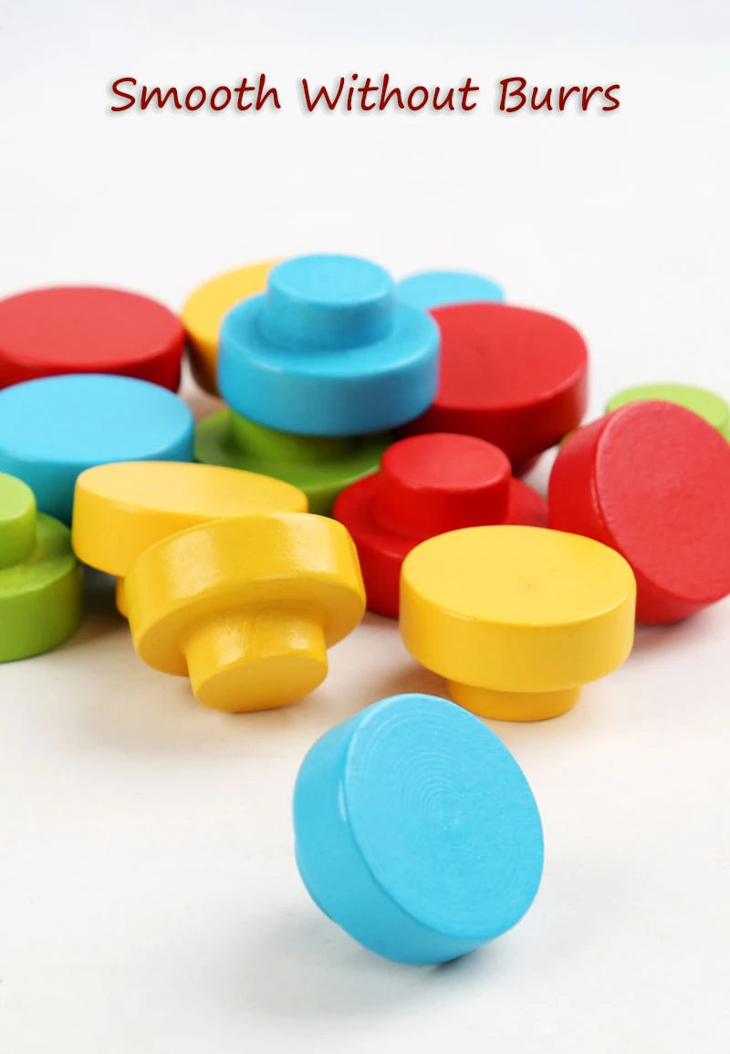 Mushroom Nail Art Puzzles Toy Kids Wooden Mosaic Pegboard Animal Color Matching Buttons Puzzles Game Montessori Educational Toys