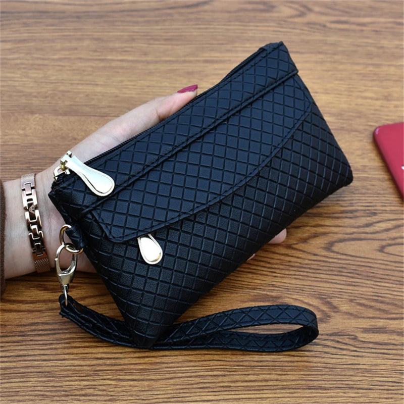Women Wallet Clutch Plaid Zipper Organizer Purse Long Key Coin Bag Casual Female Wallet Ladies Leather Money Bag