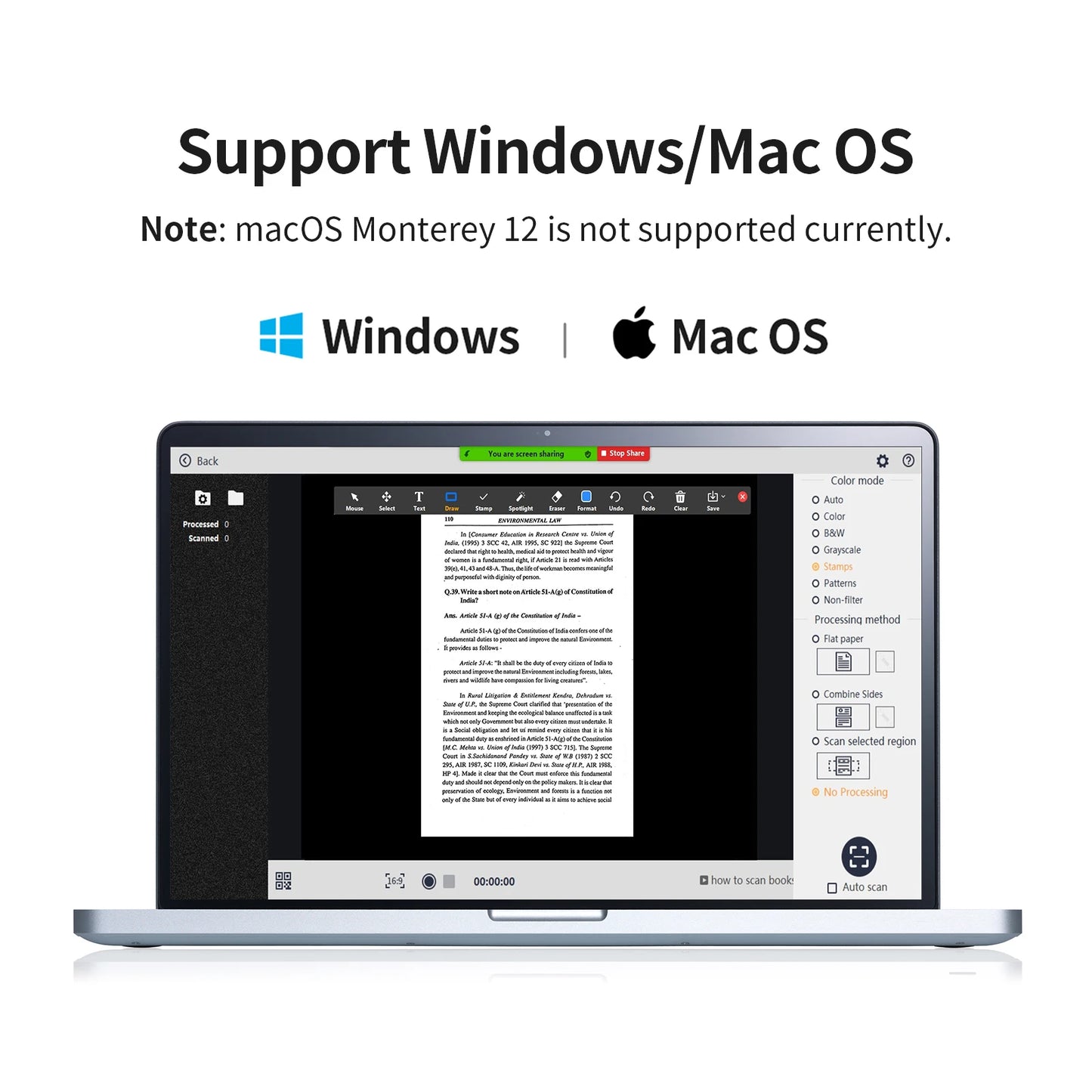 CZUR Shine Ultra Pro Book Scanner, 24MP Document Scanner, Portable USB Document Camera, Scan Max A3 Format w/ Adjustable Height