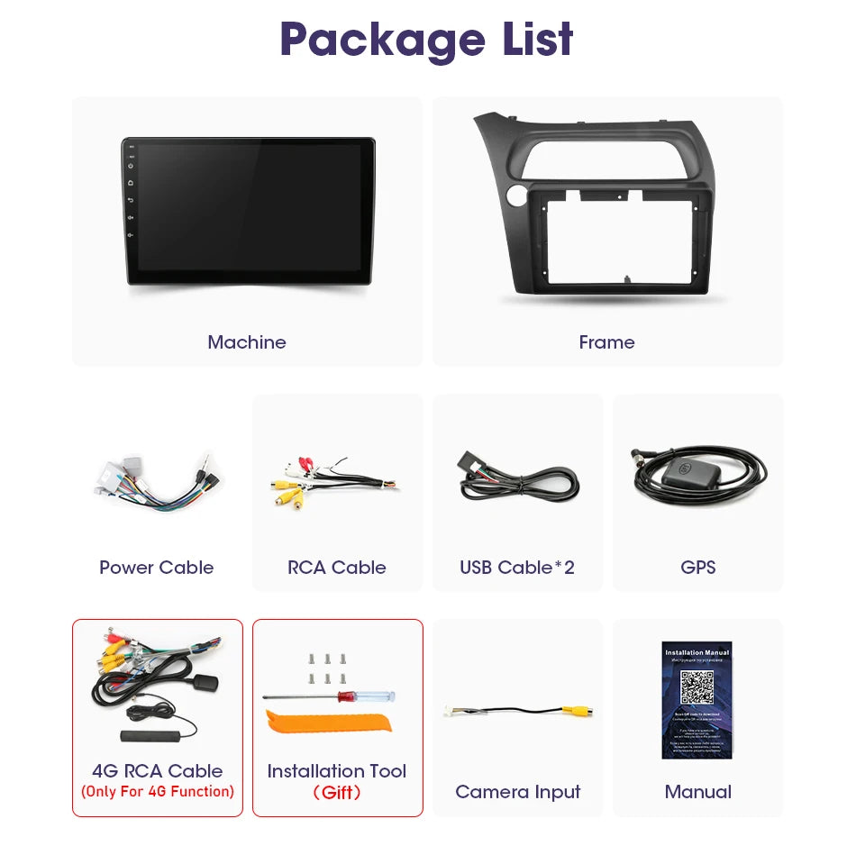 For Honda Civic Hatchback 2006-2011 Android 12 Car Radio Multimedia Video Navigation 2 Din Stereo DVD Head Unit Speaker Carplay