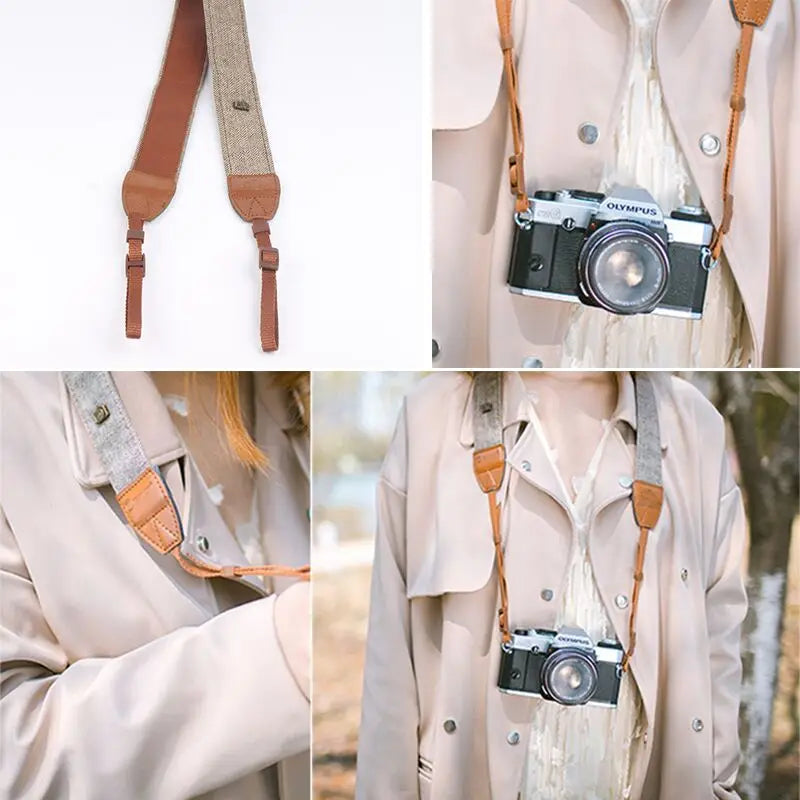 Portable Camera Strap Adjustable Cotton Leather Camera Shoulder Neck Strap Belt For Sony/ Nikon Camera Belt for DSLR Digital SLR