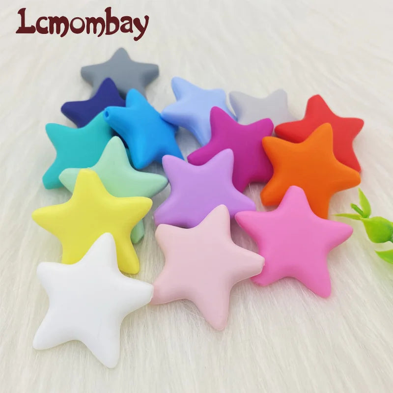 10pcs Stars Silicone Beads 15Colors Baby Teethers Food Grade Baby Teething Toys For Pacifier Chain Necklace DIY Accessories