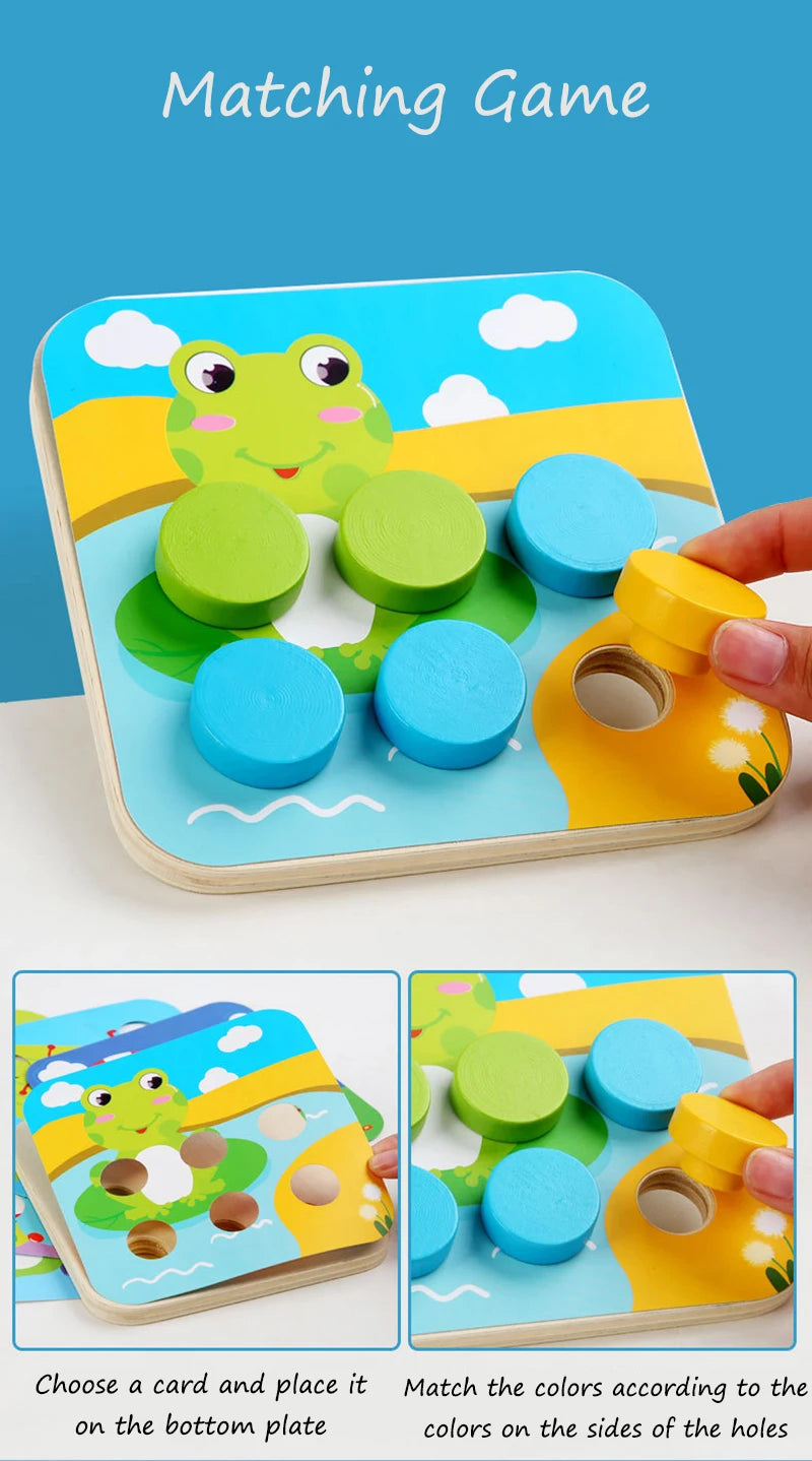 Mushroom Nail Art Puzzles Toy Kids Wooden Mosaic Pegboard Animal Color Matching Buttons Puzzles Game Montessori Educational Toys