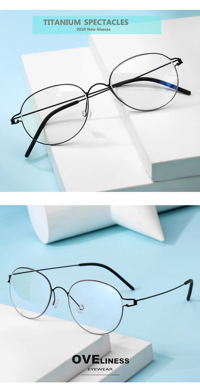 2024 Screwless Eyeglasses Frame for Men Round Denmark Korean male female Glasses Frame Women Pure Titanium Eyewear spectacles