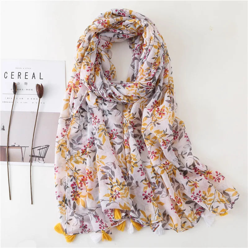 2022 New Fashion Summer Women Scarf Bohemia Flower Beach Hijab Shawls and Wraps Female Foulard Echarpe Designer Pashmina Bandana