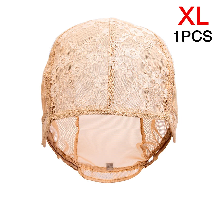 Alileader 1Pcs Lace Wig Cap For Making Wigs With Adjustable Straps Waving Cap Elastic Band For Wigs Stretchable Double Lace Nets