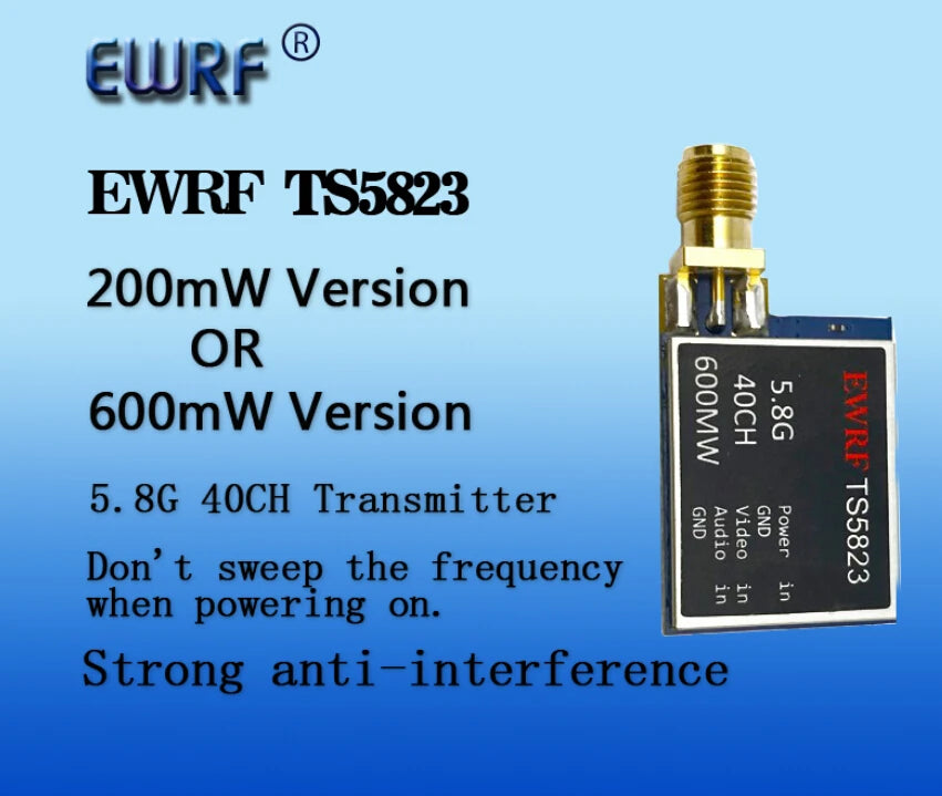 EWRF Easy to use 5.8G FPV Set Video VTX 200/600mw Transmitter TS5823 and mini CMOS 1000TVL Camera with Racing Drone fpv set