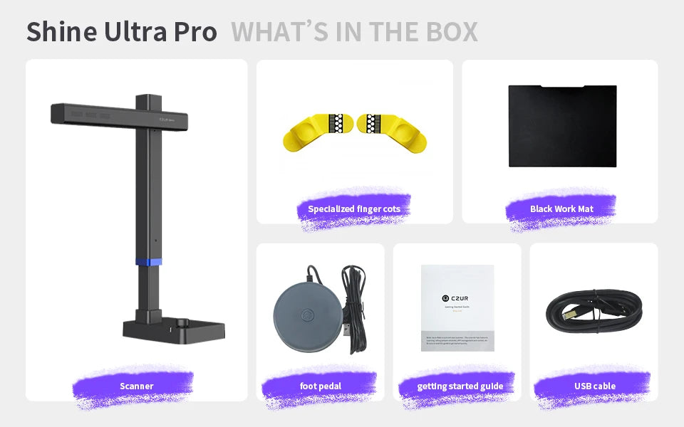 CZUR Shine Ultra Pro Book Scanner, 24MP Document Scanner, Portable USB Document Camera, Scan Max A3 Format w/ Adjustable Height