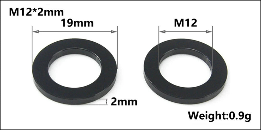 HEPPE MTB Road Bike Thru Axle Washer M12 M15 Axle Spacer Bike Hub Tube Shaft Skewer Spacer 0.5/1/2/3/4/7.5mm Thickness