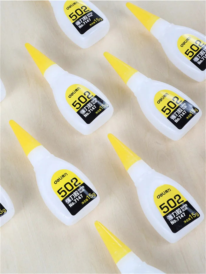 5pcs 15g Deli 502 Adhesive Super Glue Sticks Instant Dry Strong Bond Fast Repair Leather Rubber Metal Wood Glass Toys