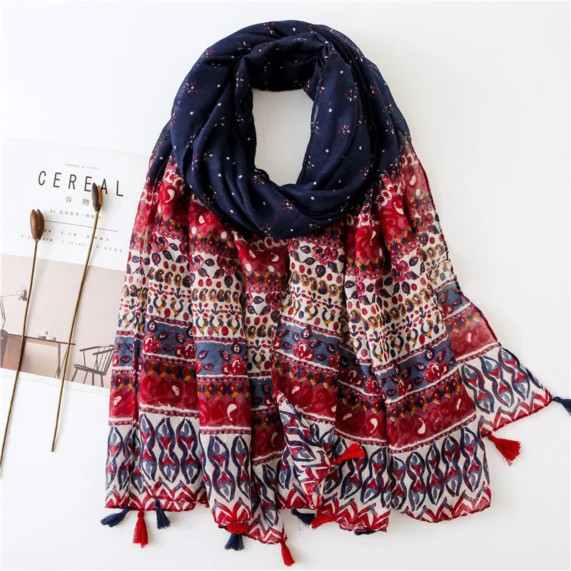 2022 New Fashion Summer Women Scarf Bohemia Flower Beach Hijab Shawls and Wraps Female Foulard Echarpe Designer Pashmina Bandana