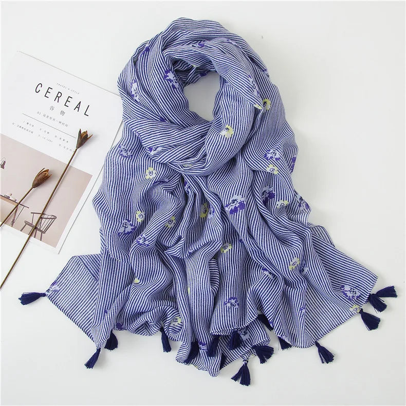 2022 New Fashion Summer Women Scarf Bohemia Flower Beach Hijab Shawls and Wraps Female Foulard Echarpe Designer Pashmina Bandana