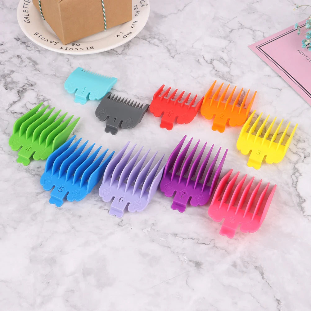 10pcs Hair Limit Comb Set Hair Clipper Guide Combs 1.5/3/4.5/6/10/13/16/19/22/25mm Cutting Guides for Whal Clippers Barber