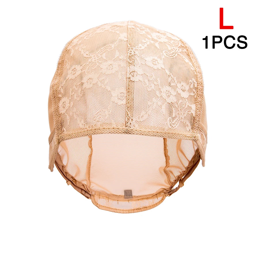 Alileader 1Pcs Lace Wig Cap For Making Wigs With Adjustable Straps Waving Cap Elastic Band For Wigs Stretchable Double Lace Nets