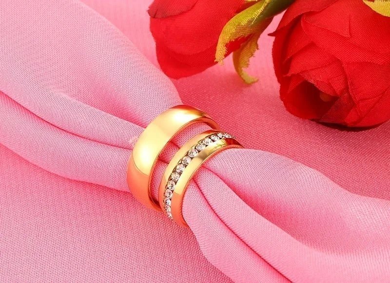 Vnox Gold Color Wedding Bands Ring for Women Men Jewelry Stainless Steel Engagement Ring Couple Anniversary Gift Amazing Price
