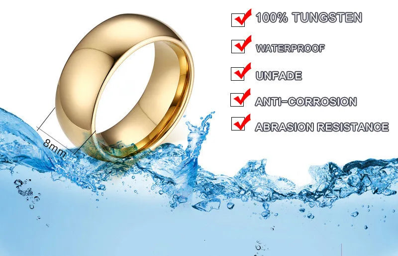 Vnox 100% Tungsten Ring for Men 8mm Wedding Classic Jewelry Smooth Hand Polishing US 6 7 8 9 10 11 12 13
