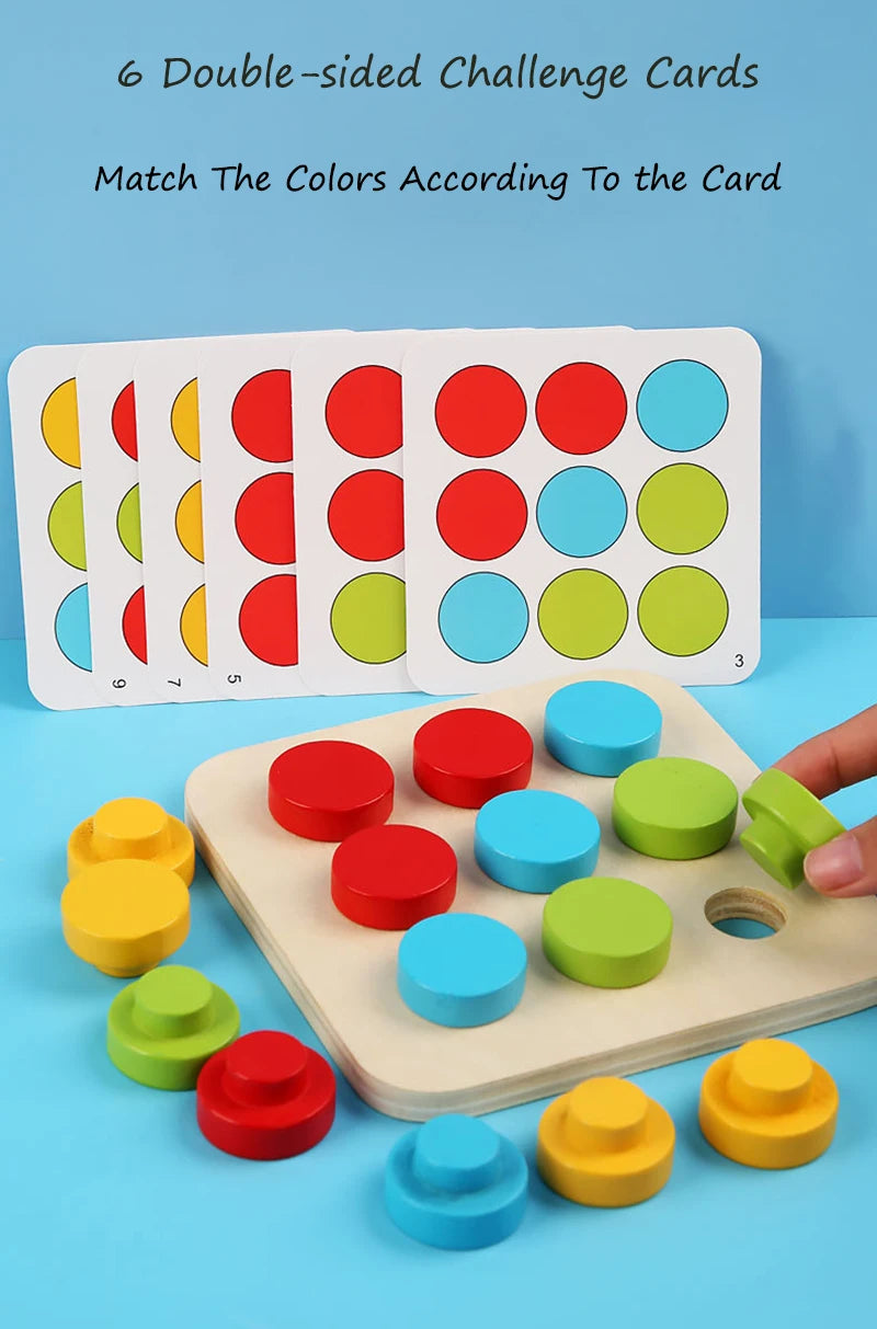 Mushroom Nail Art Puzzles Toy Kids Wooden Mosaic Pegboard Animal Color Matching Buttons Puzzles Game Montessori Educational Toys