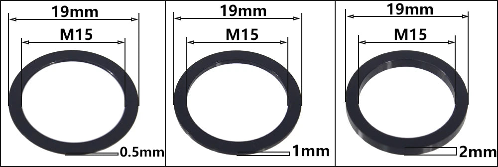 HEPPE MTB Road Bike Thru Axle Washer M12 M15 Axle Spacer Bike Hub Tube Shaft Skewer Spacer 0.5/1/2/3/4/7.5mm Thickness