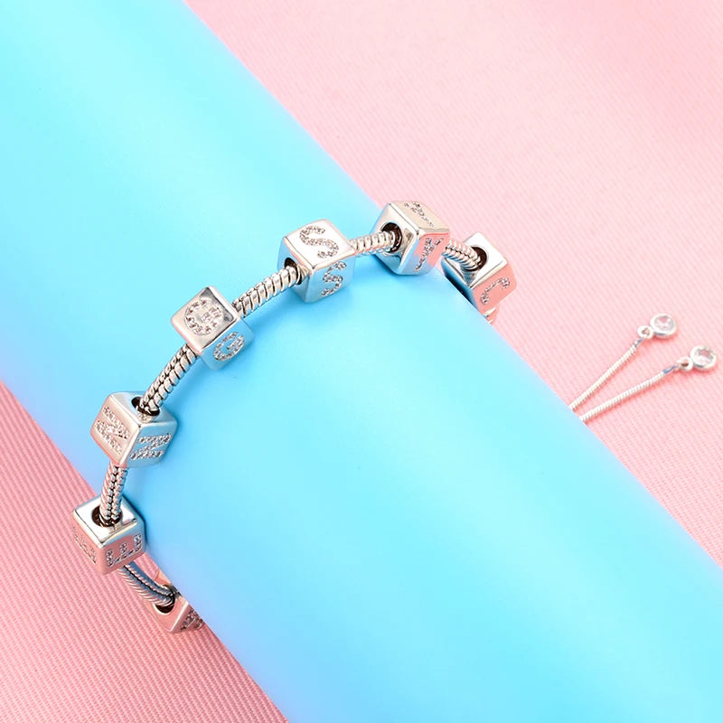 ZHUKOU 2020 silver color 8x8mm square A-Z letter beads for DIY handmade bracelet earring jewelry accessories making model:VZ246A