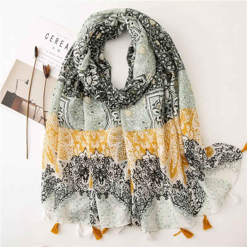 2022 New Fashion Summer Women Scarf Bohemia Flower Beach Hijab Shawls and Wraps Female Foulard Echarpe Designer Pashmina Bandana