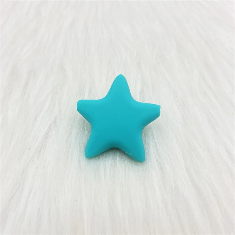 10pcs Stars Silicone Beads 15Colors Baby Teethers Food Grade Baby Teething Toys For Pacifier Chain Necklace DIY Accessories