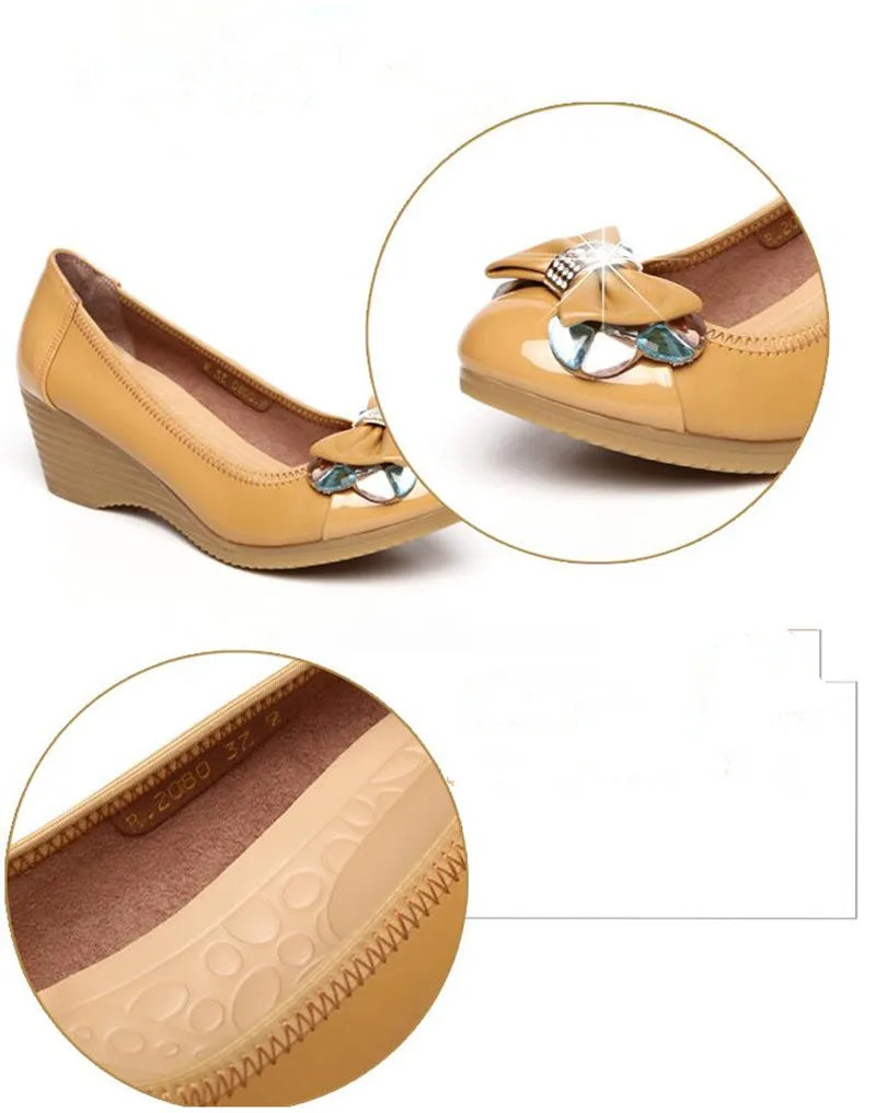 ZXRYXGS Brand Shoes 2024 New Rhinestone Bow Slope with Wild Women High Heel Shoes OL Work Shoes Woman Fashion Shoes High Heels