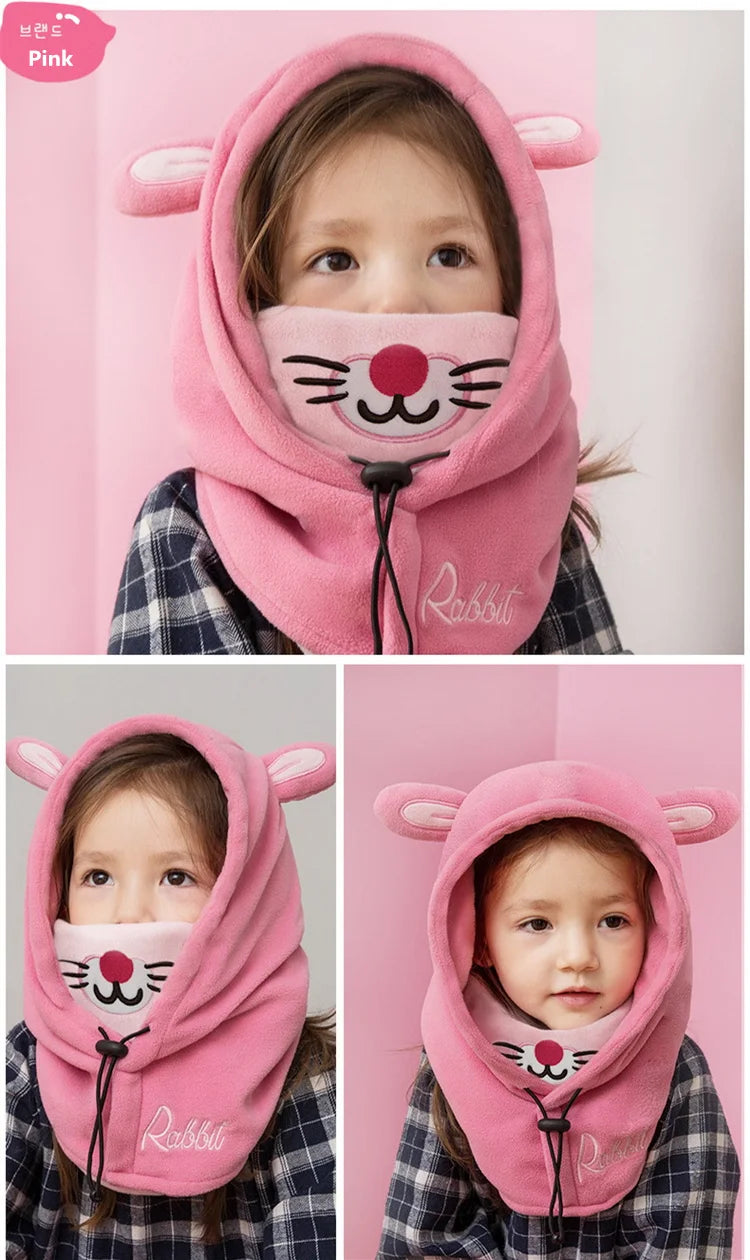 Lemonkid Kids Cartoon Animal Masked Hat Children Autumn Winter Warm Caps Child Girls Beanie Hats Boys Cycling Windproof Cap