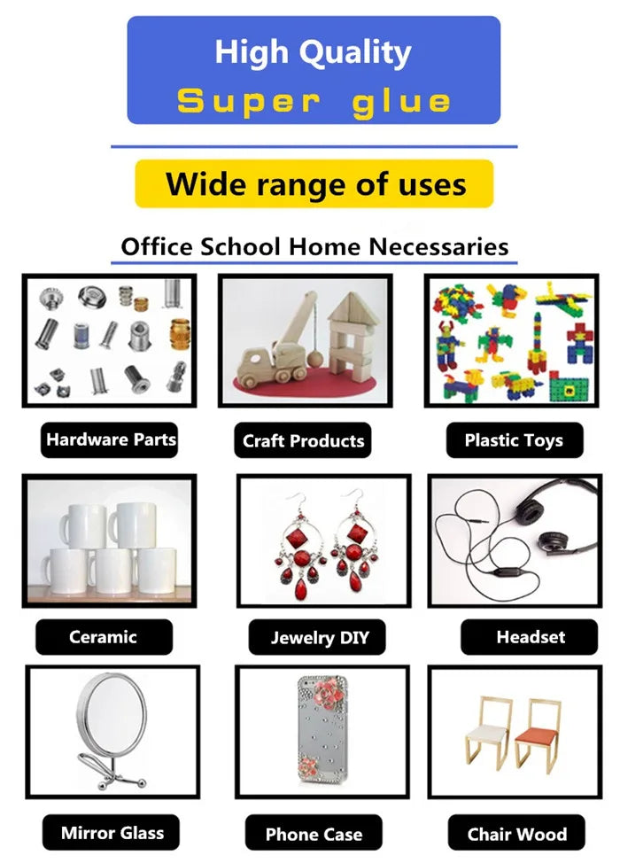 5pcs 15g Deli 502 Adhesive Super Glue Sticks Instant Dry Strong Bond Fast Repair Leather Rubber Metal Wood Glass Toys