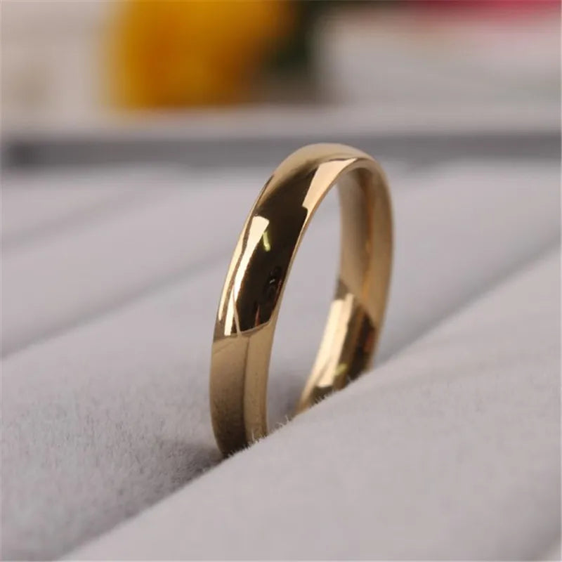 QianBei Fashion 4mm Width Stainless Steel Simple Smooth Circles Rings For Women Men Gifts Jewelry Size 7-11