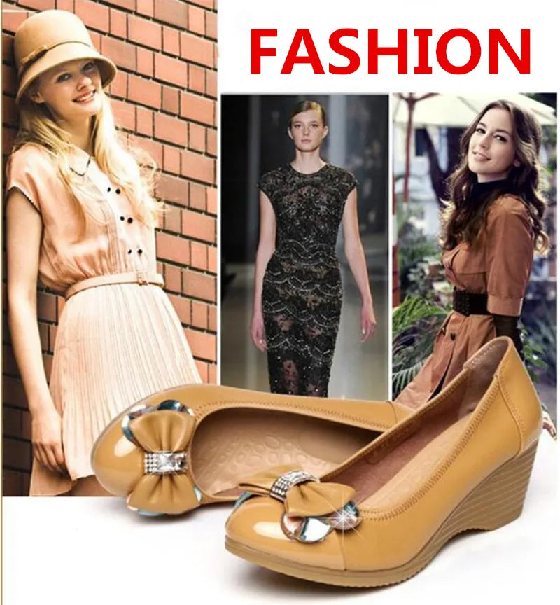 ZXRYXGS Brand Shoes 2024 New Rhinestone Bow Slope with Wild Women High Heel Shoes OL Work Shoes Woman Fashion Shoes High Heels