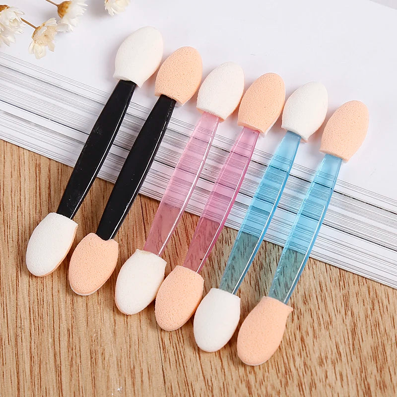 10Pcs/Set Eyeshadow Applicator Pro Sponge Double Ended Portable Eye Shadow Brushes Nail Mirror Powder Brush Beauty Makeup Tool